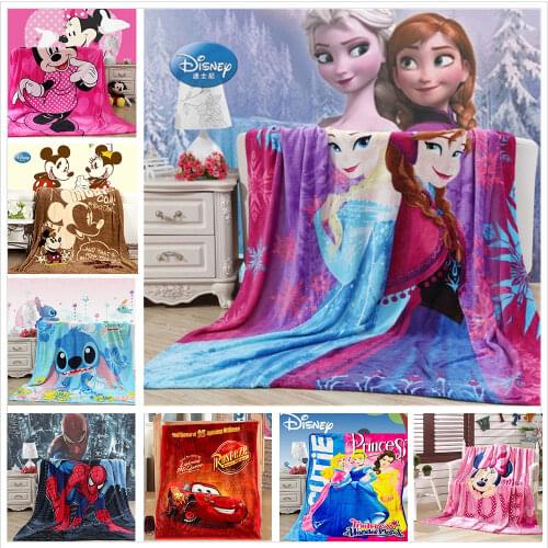 Disney Air Conditioning Blanket Cartoon Stitch Printed Kids Gift Doraemon Coral Fleece Blanket Throw on Bed Sofa Sheet