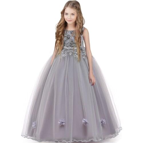 2021 Winter Teenager Long Bridesmaid Dress For Girls Princess Girl Kids Children Dresses Evening Flower Wedding Dress Elegant