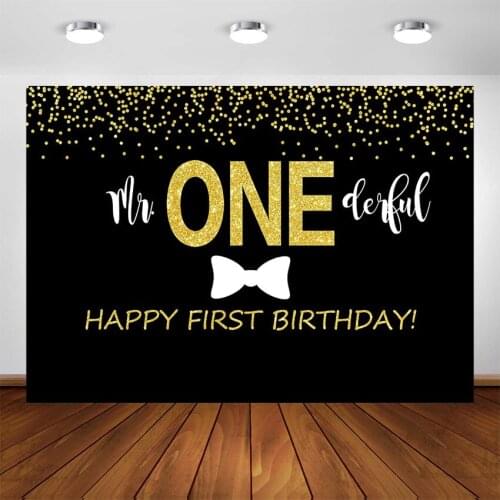 Mr Onederful Backdrop Boys First Birthday Photography Background Black Tie 1st Birthday Party Backdrops