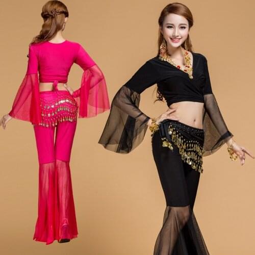 HOT SALE !! 2017 New Sexy Belly Dance Costume Set 3pcs (Top+Pant+Belt) Bollywood/Indian Dance Costumes Dancewear for women