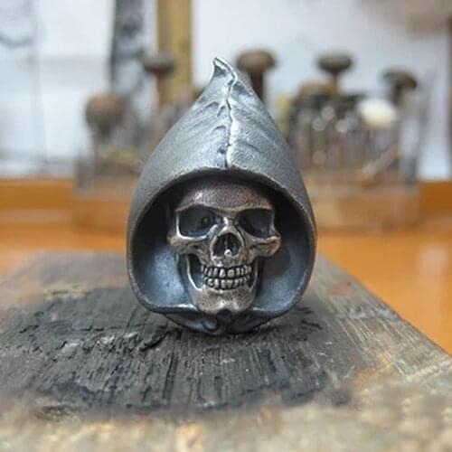 Gothic Mens Calvarium Skull Massive Ring Gothic 316L Stainless Steel Biker Gold Ring Motorcycle Band jewellery Party GiftOSR690