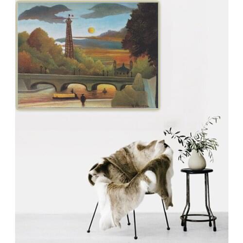 Citon Henri Rousseau《Seine And Eiffel Tower In The Evening Sun》Canvas Art Oil Painting Wall Background Decor Home Decoration