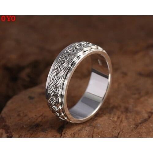 S1100%925 Sterling Silver Ring Wholesale Retro Thai Silver Jewelry Rising Dragon Time Running Ring Men
