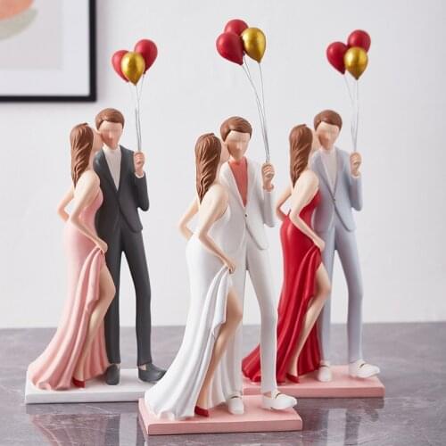 Creative Romantic Wedding Gift Resin Sculpture Decoration Home Adornment Living Room Bedroom Balloon Couple Statue Ornaments