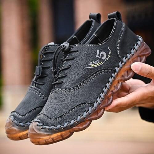 Trend 2020 Men Casual Shoes Fashion Flat Leisure Walking Shoes Men Genuine Leather Mens Designer Sneakers Brand Male Footwear