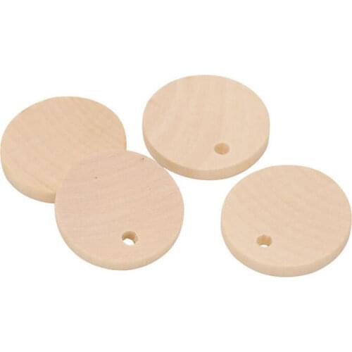 50 Pieces Round Shaped Wooden Discs Wood Tags with Hole Reminder Record Calendar Wood Chips for Birthday Board DIY Crafts