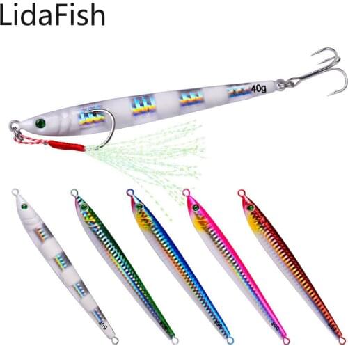 Lidafish New Long Metal Jig Jigging Penceil Spoon Fishing Lure 7G -40G Slow Cast Shore Metal Artificial Bait Sea Tackle
