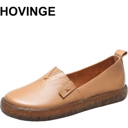 HOVINGE fashion women shoes genuine leather moccasins women casual shoes soft comfortable shoes women flat shoes