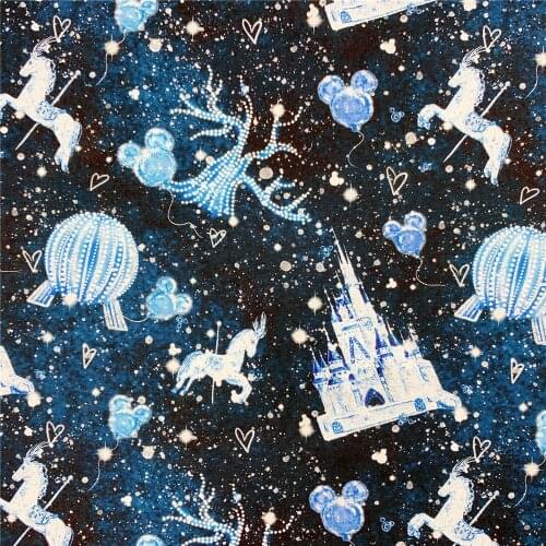 Cartoon shiny princess castle carousel Cotton Fabric DIY sewing Clothing Tissue Telas Patchwork Girl boy skirt clothes hat mask