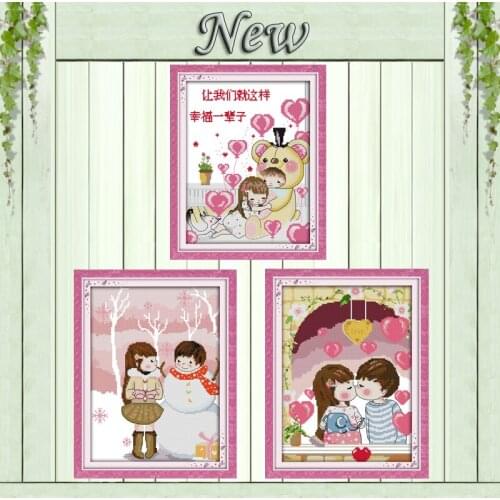 Love story boy girls couple decor paintings counted printed on canvas DMC 11CT 14CT Cross Stitch kits embroidery needlework Sets