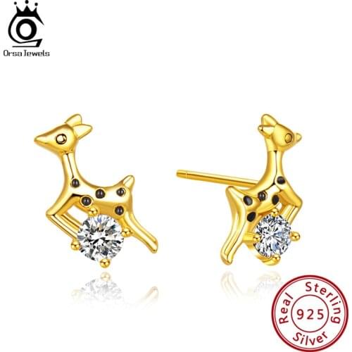 ORSA JEWELS Real S925 Snowflake Stud Earrings Newest Christmas Theme Cute Trendy Sterling Silver Zirconia Women Jewelry SE172
