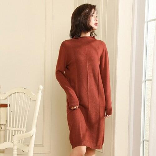 Autumn and winter new O-collar cashmere sweater solid color loose shirt long section knit large size warm