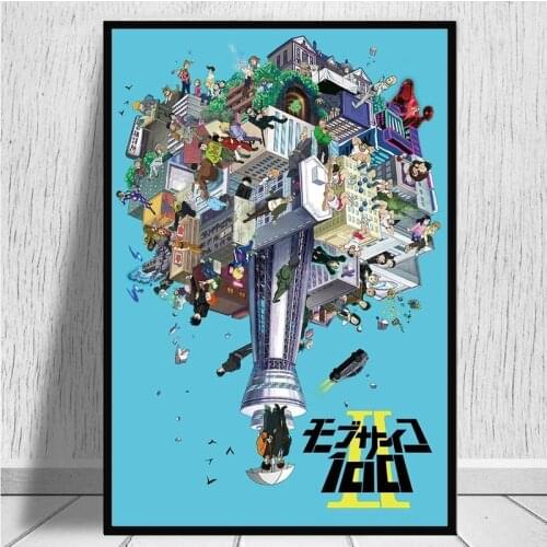 Printed Picture Home Decor Wall Art Mob Psychology 100 Nordic Style Japanese Anime Poster Canvas Painting Living Room