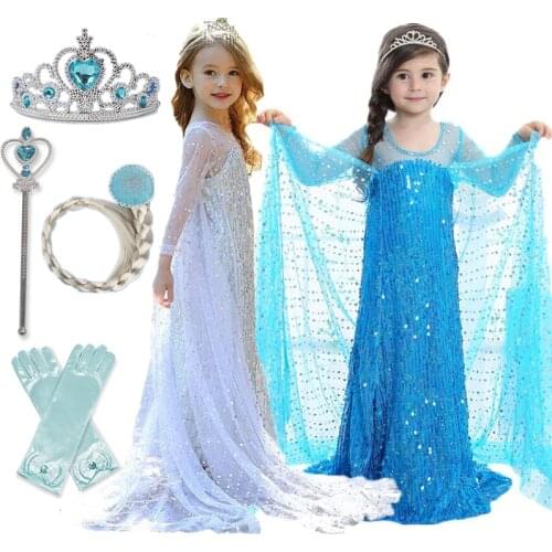 Princess Dress For Girls Halloween Cosplay Party Costume Kid Long Sleeve Robe Fiile Winter Children Dress