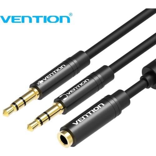 Vention Earphone Splitter for Computer Laptop 3.5mm Female to 2 Male 3.5mm Mic Headphone Audio Extension Cable Y Splitter Cable