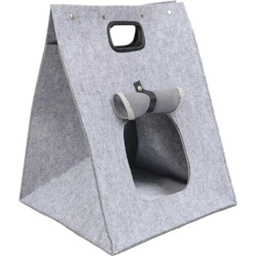 Foldable Solid Color Pets Cave House Detachable Handbag-shaped Pets Nest Removable Mat for Small Cats and Dogs