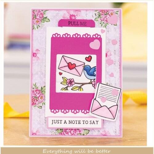 Slider Pull Tab Letter Words Heart Pigeon Pop Up Clear Silicone Stamps Match Metal Cutting Dies Making Cards Album Stencils 2021