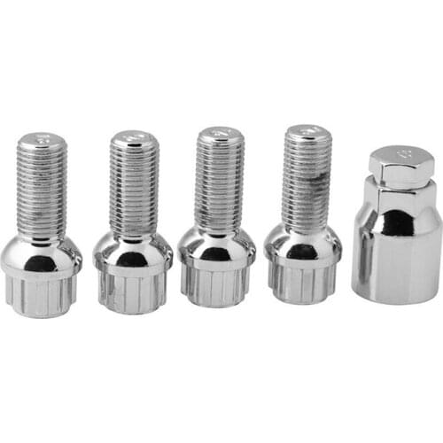 Silver Alloy Wheel Locking Bolts for Golf (M14X1.5) Radius Security Nuts -Rbxb