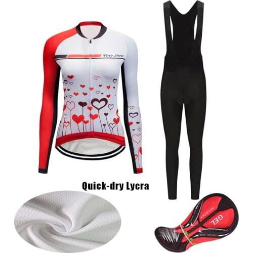 Lycra Long Sleeve Women Cycling Clothing 2021 Fashion Fall Bicycle Clothes MTB Suit Female Road Bike Jersey Set Uniform Kit Wear