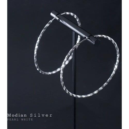MODIAN High Quality 925 Sterling Silver Shining Big Hoop Earrings for Women Fashion Hyperbole Earring Fine Jewelry Brincos Gift