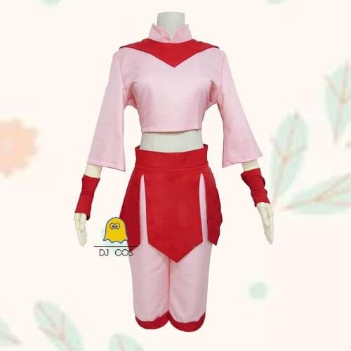Ty Lee Cosplay Costume for Women Anime Avatar The Last Airbender Adult Halloween Fancy Suit Pink Dress Set Hanfu Carnival Wear