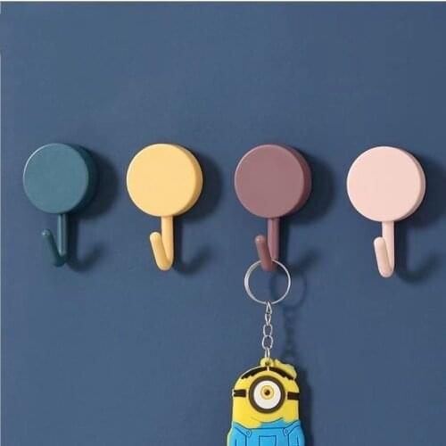 10Pc Solid Color No Trace Nail-Free Punch-Free Door Small Hook Household Clothes Hook Wall-Mounted Wall Hooks Bathroom Decor