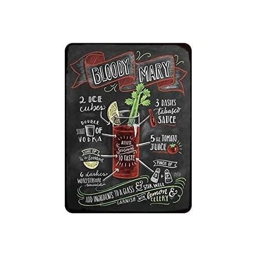 104 Kama Bloody Mary Cocktail Metal Sign Plaque Metal AOLINGSHI Pub Tin Sign Wall Decor for Bar Pub Club Man Cave Retro Metal