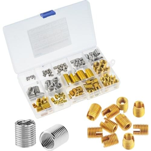 116PCS/Box M3-M12 Self-tapping Thread Slotted Sheath and Wire Threaded Jacket Combination Thread Repair Repair Tools