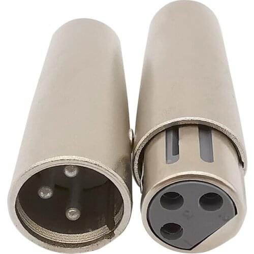 2Pcs Metal Silver 3 Pin XLR Male Female Jack to RCA Male Audio Adapter Plug Socket Speaker Microphone Connector