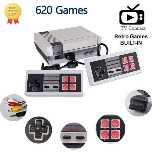 2021 Retro Classic Mini Game Console Childhood Game Consoles Built-in 620 Game Dual Control 8-Bit Handheld Game Player for TV
