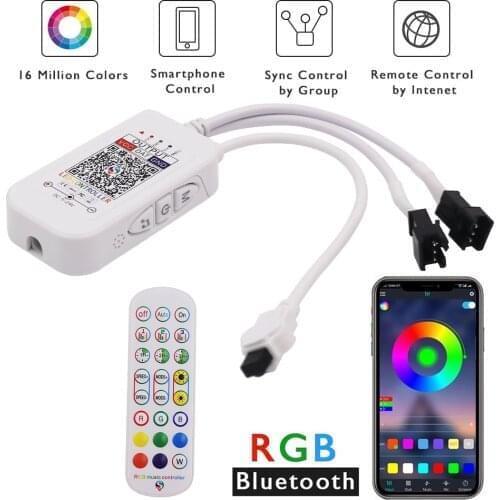DC 5-24V Bluetooth 21-key IR WS2811 WS2812B RGB Full-color Double Output LED Strip Controller