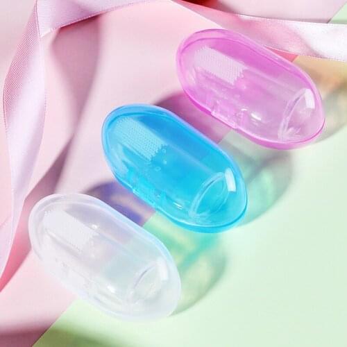 5pcs 3 Colors Baby Finger Toothbrush Holder Storage Box Transparent Travel Child Finger Toothbrush Box Transparent Suit