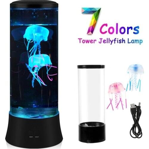 7 Colors Fantasy Aquarium Hypnotic Jellyfish Mood Table Bedside Lamp Home Room Decoration Color Changing Childen LED Night Light