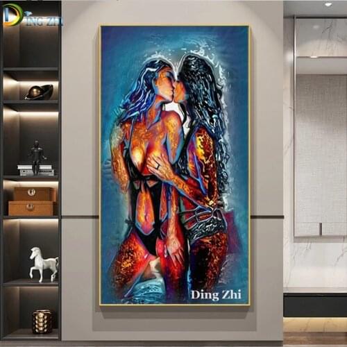 5D Diamond painting Cross Stitch Lesbian Two Girl Kissing Rhinestone Full Square Round Drill Embroidery Mosaic Home Art Decor