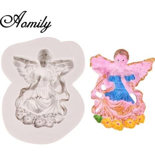 Aomily Angel Girl Cake Silicone Molds Fondant Cake Decorating Tools Chocolate Candy Mold Resin Clay Mould Baking Tool Cake Tools