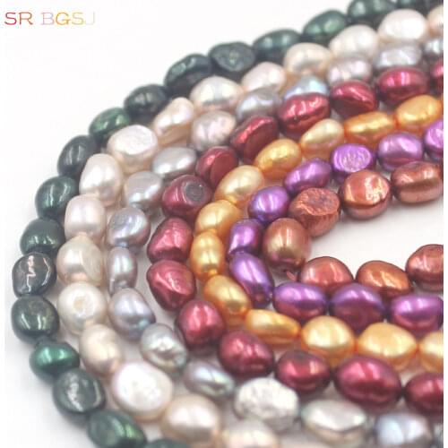 Free Shipping Select by Color 8x10mm Irregular Freeform Shape Freshwater Natural Pearl Beads For Jewelry Making Strand 15"
