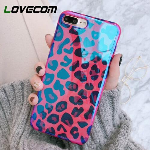 LOVECOM Blue-Ray Leopard Phone Case For iPhone 12 11 Pro Max 12 Mini XR XS Max X 7 8 6S Plus SE 2020 Soft IMD Phone Back Cover