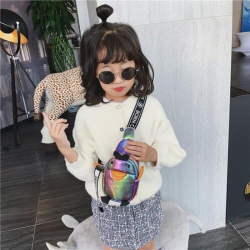 Cute Kids Baby Sequin Chest Bag Shoulder Bag Animal Coin Purse Mini Bags for Girls Boys Laser Hologram Letter Crossbody Bag Sac