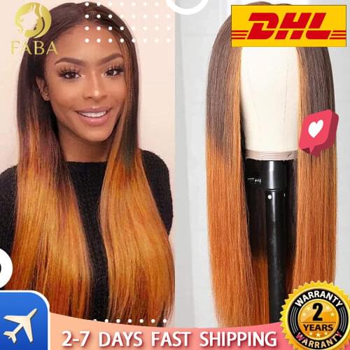 Highlight Straight 4x4 Lace Front Wigs with Baby Hair Ombre Wigs For Women 150%Density