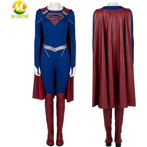 Superhero Kara Zor El Cosplay Costume Blue Jumpsuit with Cape Fancy Women Uniforms for Halloween Carnival Party Any Size