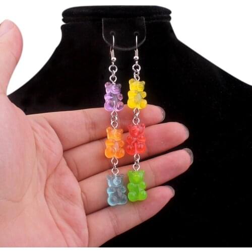 Bear Candy Color Earring Funny Colorful Cartoon Animal Bear Earring Lovely Resin Women Girl Daily Jewelry Unique Party Gift