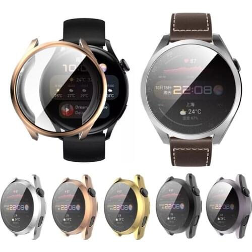 TPU Soft Shell Full Glass Screen Protector Case Frame For Huawei Watch 3/3 Pro 48/46mm Smartwatch 3pro Protective Bumper Cover