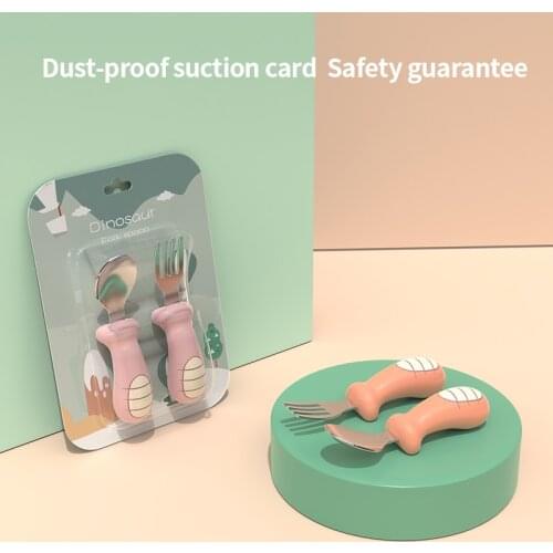 Toddler Stainless Steel Cutlery Set Cute Cartoon Pattern Cutlery Baby Feeding Spoons and Forks Learn To Eat Baby Gadgets Cutlery