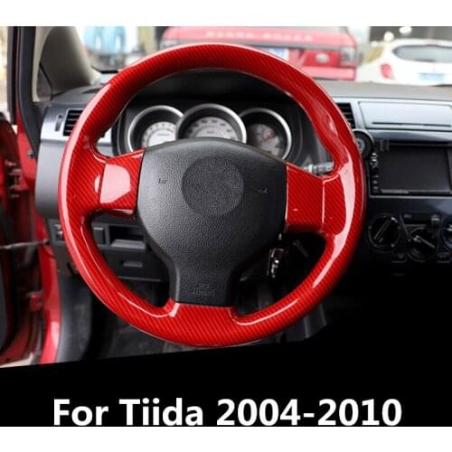 Carbon Fiber Printed Car Steering Wheel Cover Sticker Moulding Trim for Nissan Tiida 2004 2005 2006 2007 2008 2009 2010 Styling