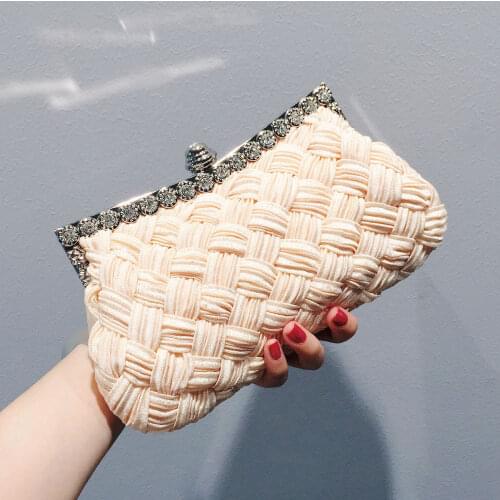 2020 New Women Handbags Fashion cloth Hand-weave Evening Bag Purse Female Bridal Wedding Party Banquet Clutches Crossbody Bags