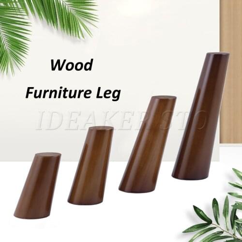 1/4PCS Solid Wood Furniture Legs Walnut Color Straight Oblique With Metal Footings Sofa Replacement Legs For Cabinet Couch Table