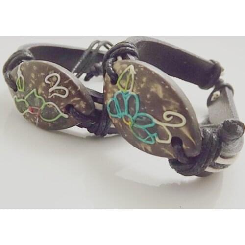 Wholesale 24 pcs Fashion Jewelry Resin imitation shell style leather bracelet Free Shipping