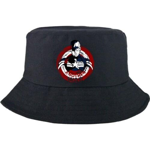 Disney Marvel Captain America Fishing Hat Double-sided Summer Printing Bucket Hat Fashion Outdoor Panama Cap Man Women Casual
