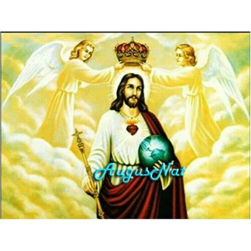 Full square diamond painting jesus wall art religion diamond dots kid diamont drawing sticker angel wings crystal mosaic picture