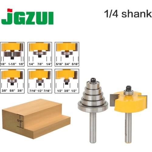 Rabbet Router Bit with 6 Bearings Set -1/2"H - 1/4" Shank Woodworking cutter Tenon Cutter for Woodworking Tools